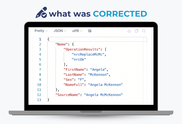 Correct and normalize names API for small businesses
